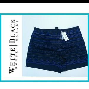 White House Black Market Embroidered Blue Shorts